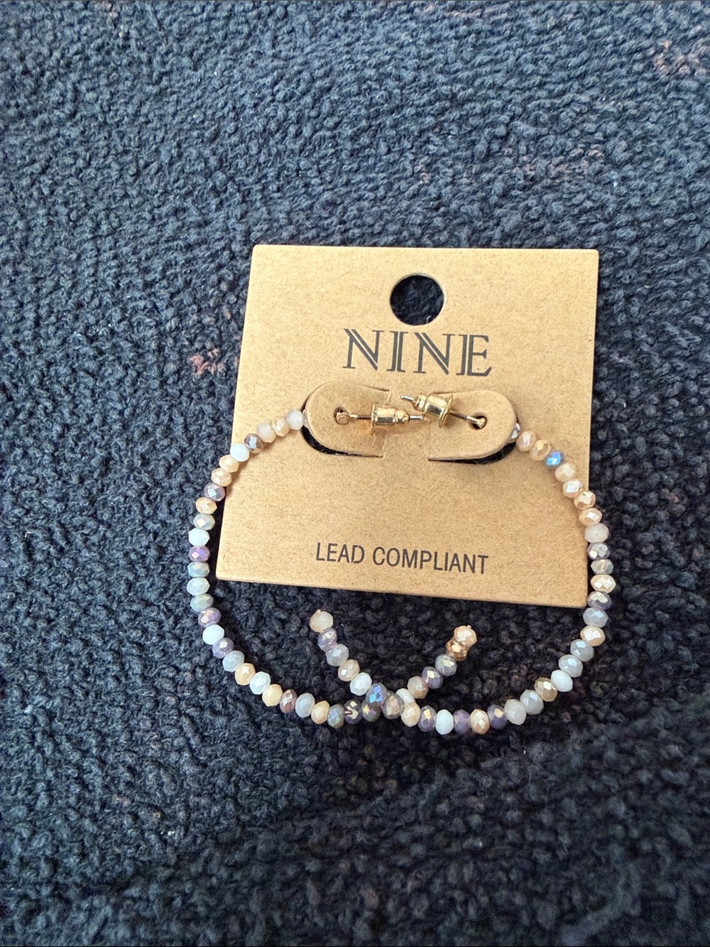 Iridescent Beaded Hoop Earrings - Pastel Multicolor